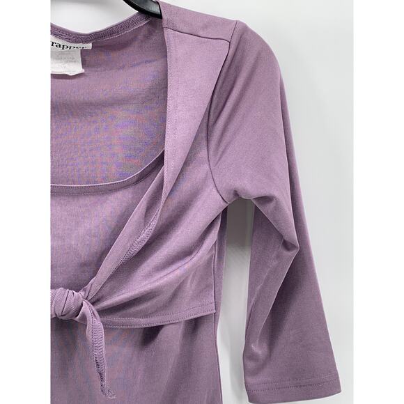 WRAPPER Women's Vintage Mauve 3/4 Sleeve Shawl Layered Scoop-Neck Top SZ M - Picture 4 of 11